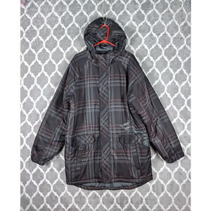 Fox Racing Parka Jacket Men Extra Large Gray Plaid Hooded Insulated Coat MotoX